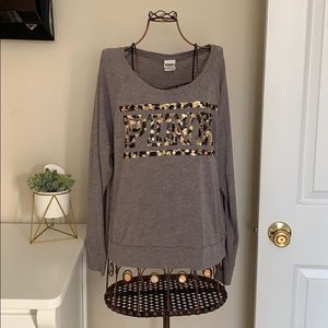 Pink Victoria Secret Sequined Long Sleeve Shirt